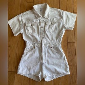 Women’s White denim Zara romper, size S